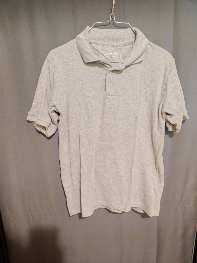Green Lands’ End long sleeve button up shirt/polo and Grey uniform polo