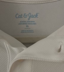 Cat & Jack white polo shirt/ school uniform, size XL, NWT