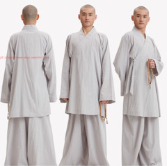 Buddhist Shaolin Monk Robe Full Set/Cotton Thin Kung Fu Suit Meditation Uniforms