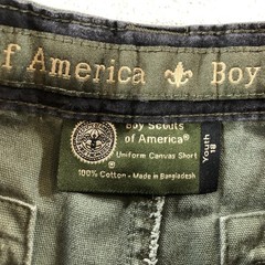 vtg Boy Scouts of America Cargo Shorts Youth 18 Green Uniform Canvas Hiking BSA