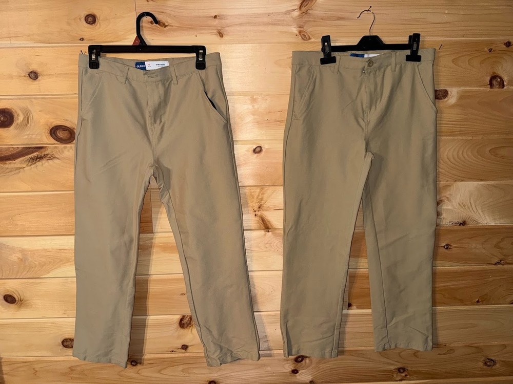 Old Navy Khaki School Uniform Straight Quick Dry Boy’s 2 Pair Sz 12 Plus