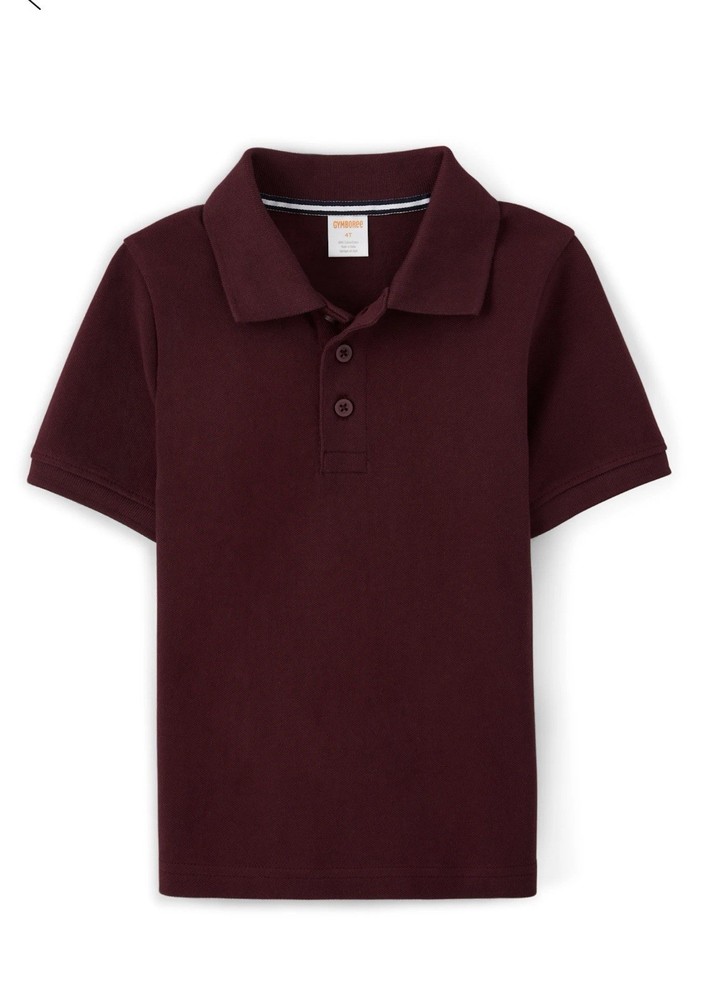 GYMBOREE Play Proof Boys Burgundy Stain-Resistant Polo Uniform Shirt