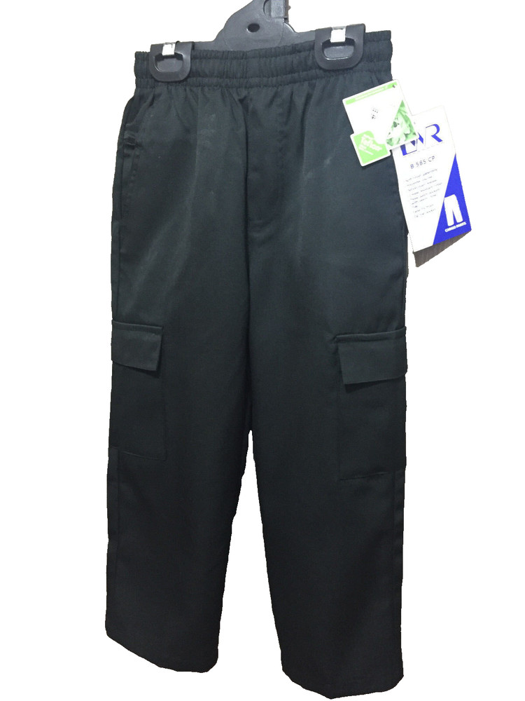BNWT Boys Sz 4 LWR Brand Black Elastic Waist Cargo Side Pocket School Pants