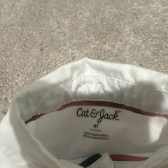 Cat & Jack Boys White 100% Cotton Dress Shirt 4T Long Sleeve Uniform