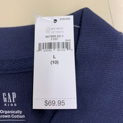 GAP Organic Cotton Uniform Polo Shirt Kids Size L Navy