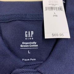 GAP Organic Cotton Uniform Polo Shirt Kids Size L Navy