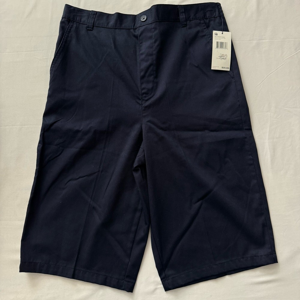 Boys French Toast Shorts 18 School Uniform Navy Elastic Waist 12″ Inseam New