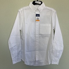 Izod Approved Schoolwear Long Sleeve Button Shirt White Size Small