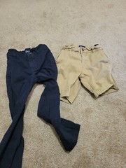 lot of 2 School uniform for boys size 5 pants blue shorts tan,