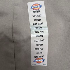 Dickies SchoolWear Boys 18H Classic Khaki Pant 30X28 Flat Front Straight Leg NWT
