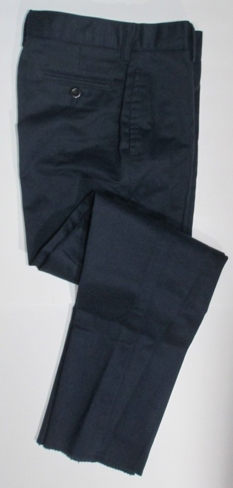 LANDS END Classic Navy School Uniform Plain Front Chino UNHEMMED Pants Boys 8