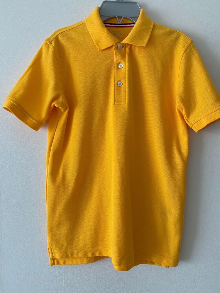 Polo French Toast Big Boys Short Sleeve Pique Polo, Gold, size L (10-12 )