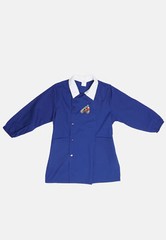Kids Blue Elementary School Buttons Collar White Motorcycle Apron 7-15 Years