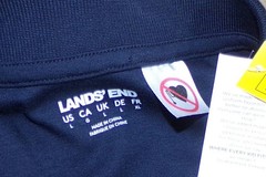 Lands’ End Uniform School Polo Boys Large Navy Blue Magnet Buttons Cotton NWT
