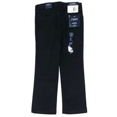NWT Chaps Boys Black School Uniform Flat Front Stretch Twill Pants Size 4 Reg