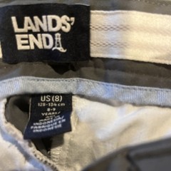 Lands End School Uniform Flat Front Zip Pocket Gray Adj Waist Shorts Boys 8