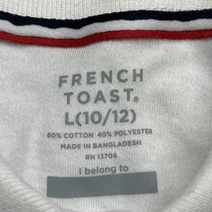 French Toast Boys Uniform Interlock Polo Shirt L (10/12) White Short Sleeve
