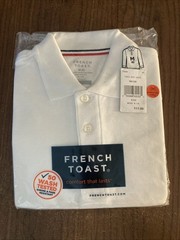 French Toast Boys Size M Long sleeve Collared White Polo Shirt Uniform
