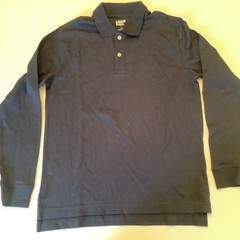 3 Lands End Boys L 10-12 Navy Long Sleeve Polo Shirt Uniform 100% Cotton NEW