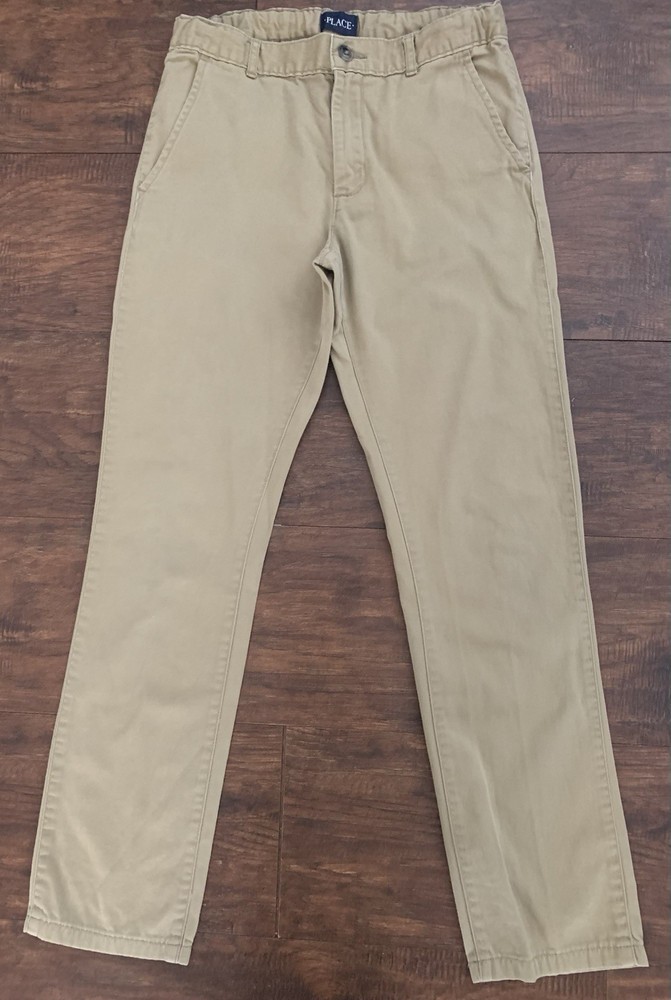 L@@K- Boys Children’s Place Khaki School Uniform Pants Sz 16 Adjustable Waist