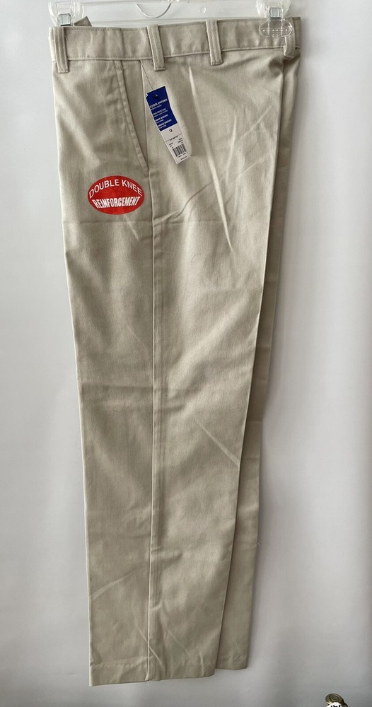 NWT Boys GEORGE School Uniform Flat Front Pants Double Knee Khaki Size 12