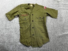 Vintage Boy Scouts Of America Shirt Green Sanforized Uniform Patches Quinnipiac
