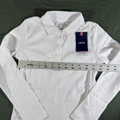 IZOD Girls White Long Sleeve Polo Shirt XS 6 6X School Uniform NWT
