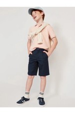 Old Navy Boys 20 Plus Blue Built-In Flex Twill Straight Uniform At Knee Shorts