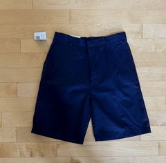 1 Boys Navy Flat Front Twill Chino School Uniform Shorts Adjust Waist SIZE 20