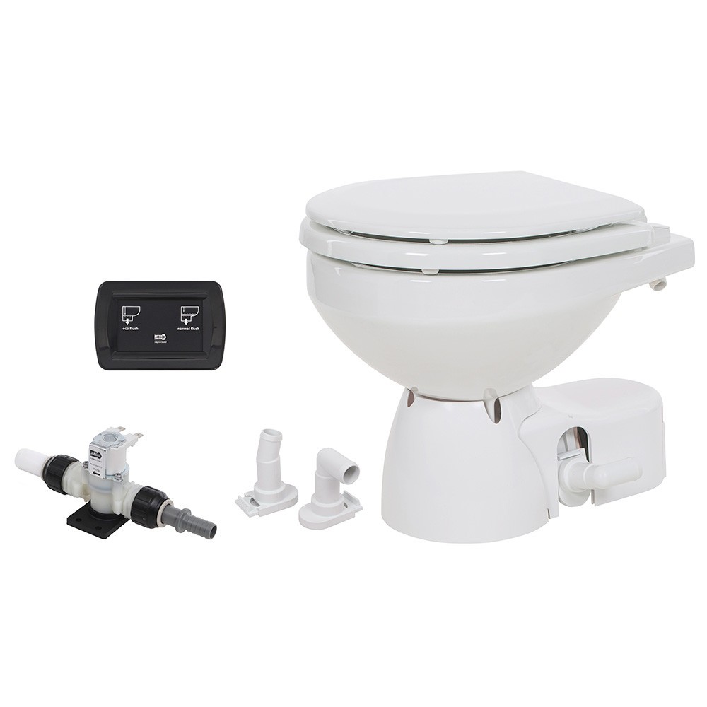 Jabsco Quiet Flush E2 Fresh Water Toilet Compact Bowl – 24V – Soft Close Lid [38