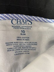 Chaps Boys School Uniform Size 10 Slim Black Dress Pants Pant NEW W/tag