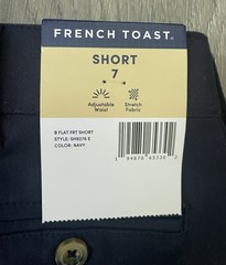 French Toast NWT Boys Chino Shorts School Uniform 7 Navy Blue Pockets Schoolwear