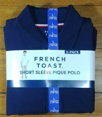 French Toast Short Sleeve Pique Polo Navy Blue sz. L youth (10/12) NWT 2-pack