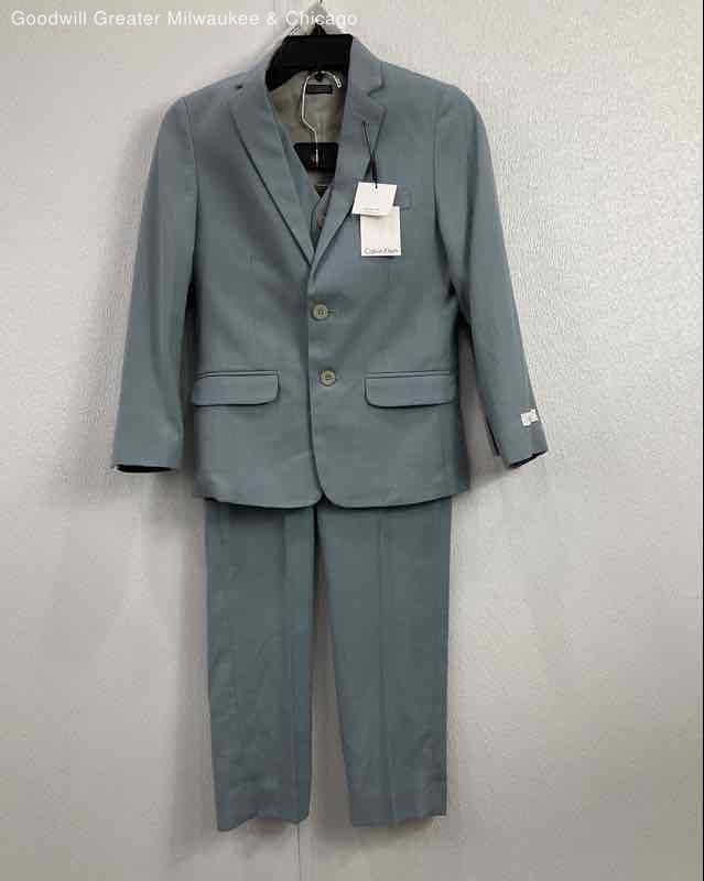 Calvin Klein Boys Med Blue Solid 3 Piece Formal Dress Suit Jacket Pants