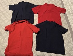 Boys Size 8 School Uniform Polo Shirts Short Sleeve, 5 Shirts, Navy, Red, White