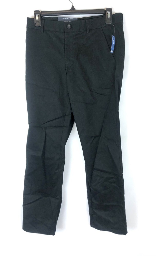 Nautica Boy’s Black Uniform Flat Front Pants, Size 12 Husky