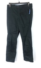 Nautica Boy’s Black Uniform Flat Front Pants, Size 12 Husky