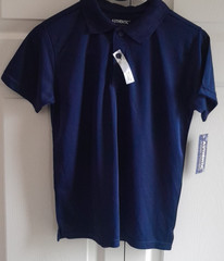 Authentic School Uniforms Boys Size 7-8 Moisture Wicking Polo Shirts Navy Blue