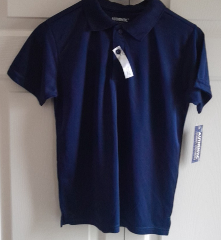 Authentic School Uniform Boys Navy Moisture Wicking Polo Shirt Size 10/12 NWT
