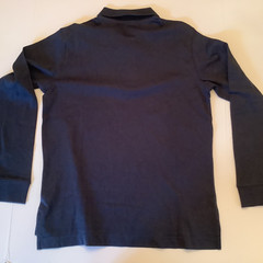 3 Lands End Boys L 10-12 Navy Long Sleeve Polo Shirt Uniform 100% Cotton NEW