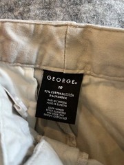 2 Pair-Boys George & Crazy Sz 10 khaki flat front adjust waist uniform pants