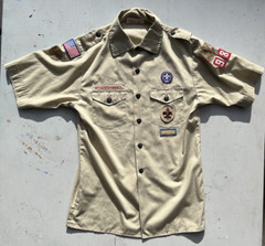 Kid’s Boy Scouts of America Shirt Beige Uniform Official L Chief Outdoors Camp