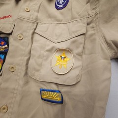 Boy Scouts Of America Youth Medium Uniform Shirt Tan Vented Microfiber Hiking