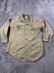 Vintage Boy Scouts Of America Shirt Youth 12 Green Long Sleeve Uniform Official