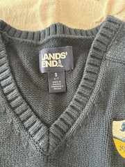 Lands’ End Boys Navy School Uniform Sweater & Pants Set S 6-7 7S