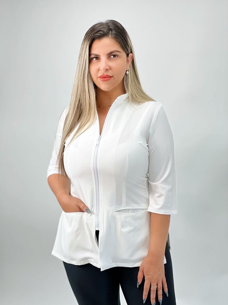 White Aesthetician Uniforms (3/4 Long Sleeve)