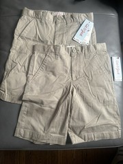 Set Of 2 Cat & Jack Boys Youth Khaki Flat Front School Uniform Chino Shorts Sz 7