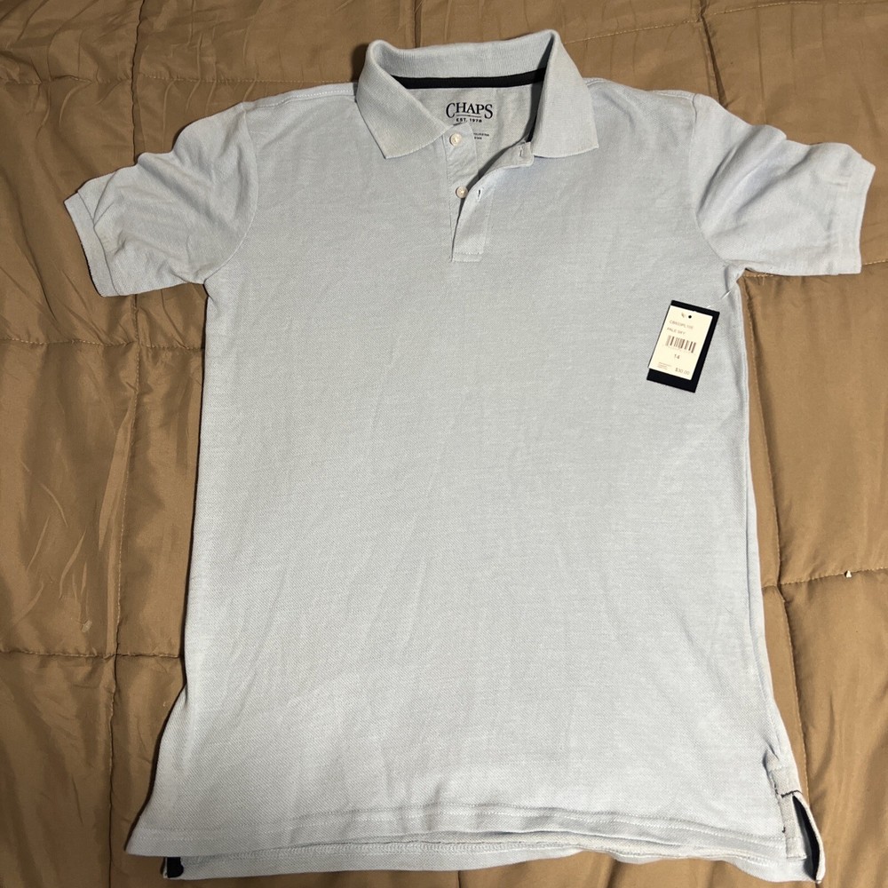 New Boys Youth Large Chaps Polo Shirt Light Blue – School Uniform Large