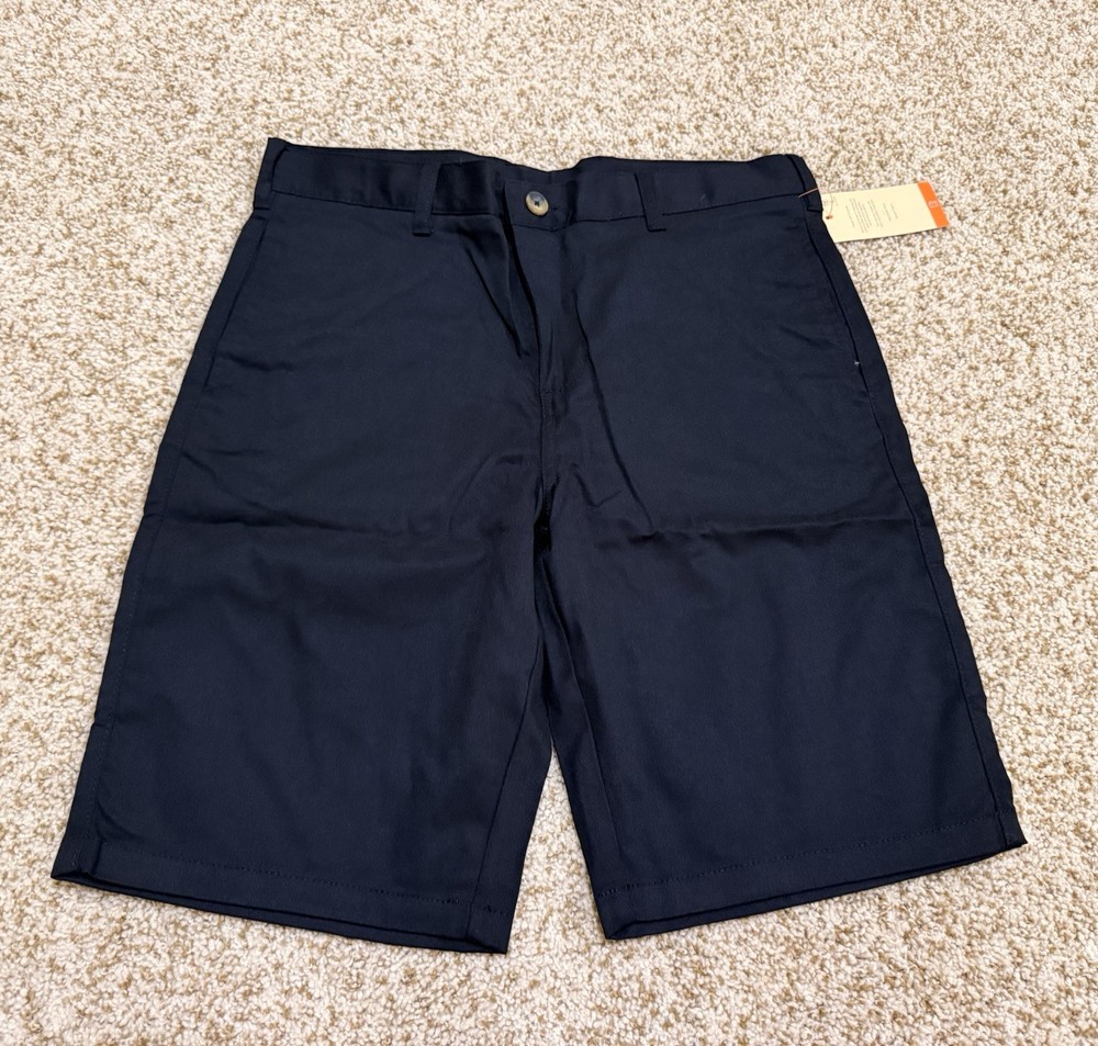 French Toast Boys Uniform Flat Front Shorts Husky Black Size 16