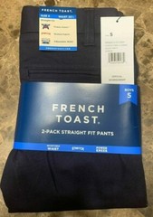 2 Pack French Toast Straight Fit Navy Pants adjustabl Waist School wear Size 5